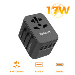 Universal Reiseadapter mit USB-C und USB-A, 17W bis 65W