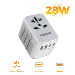 Universal Reiseadapter mit USB-C und USB-A, 17W bis 65W